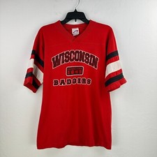 Vintage Cadre Athletic shirt Mens L Wisconsin Badgers Red Black Cotton V-neck picture
