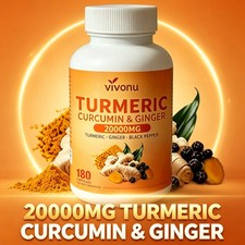 VivoNu Turmeric Curcumin 20000mg 180 Capsules with Ginger & Black Pepper Extract picture