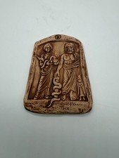 Vintage Belgian Ceramic Plaque Aesculapius & Hygieia Greek Medicine Health picture