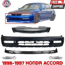 Front Bumper Cover Primed & Upper Grille & Signal Lamps For 1996-97 Honda Accord picture