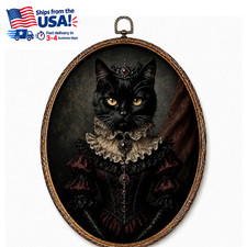 Black Cat Decor, Vintage Gothic Oval Framed Wall Decor picture