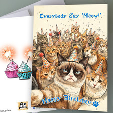 Cat Birthday Card - Birthday Party Funny Birthday Card for Cat Lover picture