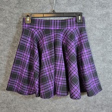 Urban Coco Mini Skirt Womens S Purple Plaid Knit Pull On Dark Academia New picture