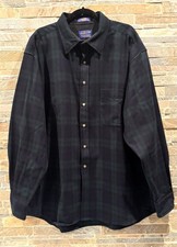 VTG 90s Y2K Pendleton Men’s Flannel Shirt Black Watch Tartan Plaid Wool Size XXL picture