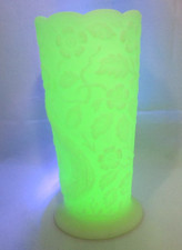 Vintage Fenton Satin Finish Custard Glass Peacock Floral  8