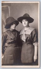 Antique Two Women Studio Portrait Sailor Collar Fashion RPPC picture