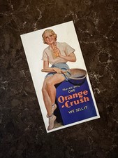 Vintage 1930's ORANGE CRUSH Soda Advertising INK BLOTTER Sign - Tennis Girl picture