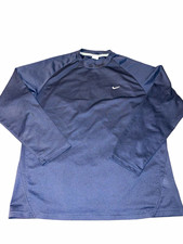 Y2K vintage Nike Men's XL navy Blue Long Sleeve Crew Neck Athletic jersey Tee picture