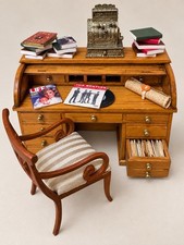 Vintage Miniature Dollhouse Secretary Cabinet Desk Cash Register Book Office Lot picture