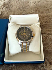 Seiko Kinetic Chronograph Two-Tone Bracelet Black Dial 42mm 100m Box picture