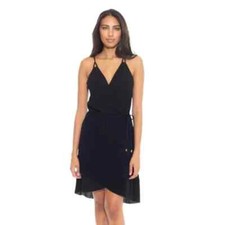 Becca by Rebecca Virtue 297426 Women Twist Wrap Dress Cover-Up Black SM picture