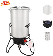 50 Qt Stainless Steel Pot Outdoor Propane Seafood Crab Shrimp Boil Steamer Kit picture