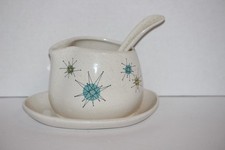 Vintage MCM 1950s Franciscan Atomic Starburst Gravy Boat & Ladle  picture