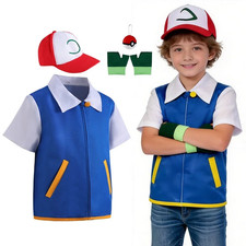 Kids Adults Trainer Anime Ash Ketchum Costume for Kids Halloween Party Cosplay picture