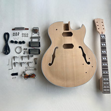 DIY 6 String  Electric Guitar Kit Unfinished Mahogany Body  Semi Hollow CR Par picture