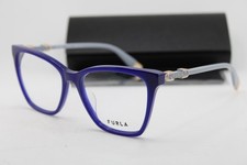NEW FURLA VFU833 COL.3GRY BLUE GREY GOLD AUTHENTIC EYEGLASSES 54-17 picture