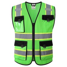 Reflective High Visibility Work Vest Mesh Construction Apparel Utility Pockets picture
