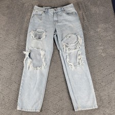 Aeropostale Jeans Womens 8 Blue Mom Jean Distressed Ripped Light Wash Denim picture