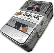 2021-22 Upper Deck Series 1 Hockey Tin 9 Packs/8 Cards + Bonus Pack/3 OPC Cards  picture