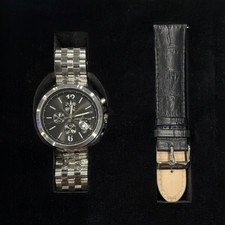 Jerome Lemars Chronograph Men's Wristwatch Steel & Leather Bands Black Dial Box picture