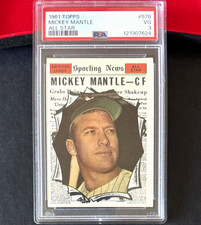 Mickey Mantle 1961 Topps Baseball Card PSA 3 #578 ***High # RARE**** HOF YANKEES picture