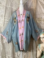Mid-20th-century vintage Chinese embroidered silk kimono-robe circa 1940-1950 picture