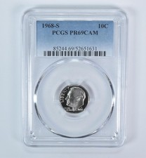 1968-S Roosevelt Dime PR69 CAM PCGS picture