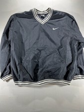 Nike Vintage Windbreaker Pullover Size XL Black White Striped Rib V-Neck picture