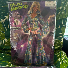 Disco Mamma Disco Fever 70s Costume Jumpsuit & Belted Waist Size M picture