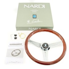 NARDI Classic 360mm Mahogany Wood Steering Wheel with Silver Chrome Finish picture