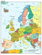 Europe Political Map Educational Geography Wall Art Poster picture