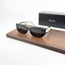 Prada PR B05S Black Rectangle Sunglasses Dark Gray Lenses picture