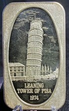 1974 Leaning Tower of Pisa Vintage USSC Silver 1 oz .999 Fine Art Bar Ingot picture