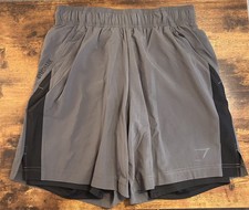 GYMSHARK Men’s Sport 2 in 1 lined 7” Shorts Grey - Size Small New without Tags picture