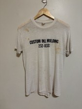 Vintage 1970s Paper Thin Burnout Custom Molding Thrashed Soft T Shirt Size Large picture