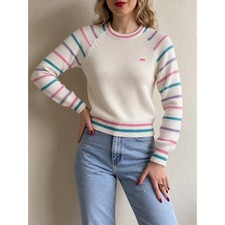 Vintage 1980 Brittania Pastel Knit Sweater Medium Acrylic Korea Cottage Coquette picture