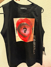Diesel Women's XS Black Cotton Jersey Crew Neck Skull Graphic Tank Top picture