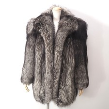 SAGA FOX ROYAL Real Silver Fox Fur Coat Jacket Women Soft Thick Beautiful L picture