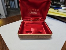 Vintage TIMEX Electric Watch Presentation Box Wood Grain Red Liner Papers 1970 picture