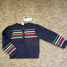 NWT Gymboree Girls Sz 6 Striped Knit Cotton Cardigan Sweater Navy Retail $34.50 picture