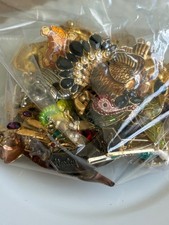 Vintage Costume Jewelry Brooch Pin Lot Baggie Signed Napier Avon Harley HOG picture
