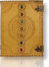 TUZECH Seven Chakra Medieval Stone Embossed Handmade Jumbo Leather Journal picture
