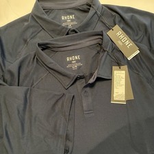 NEW RHONE Delta Pique Blue Stretch Performance Golf Polo Shirts Mens•L OR XL picture