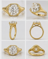 Cushion 3ct IGI certified EVS1 14kt yellow/white gold ring size all available picture