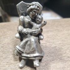 VTG 1981 Hudson Fine Pewter Figurine 2332 Grandma In Rocking Chair w/ Baby picture