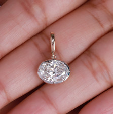 IGI 2.90 Ct Oval Cut Lab Grown Diamond Solitaire Pendant 14K Yellow Gold picture