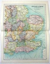 Eastern England & Wales - Original 1909 Map by John Bartholomew. Antique picture