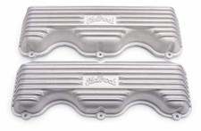 Edelbrock 41409 Classic Series Finned Aluminum Valve Covers Satin picture