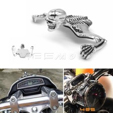 Chrome Skull Ornament 7 Inch Headlight Fender Visor Skeleton Sticker For Harley picture