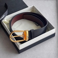 Montblanc Men’s Leather Belt 3.5CM Adjustable Cut to Fit New picture